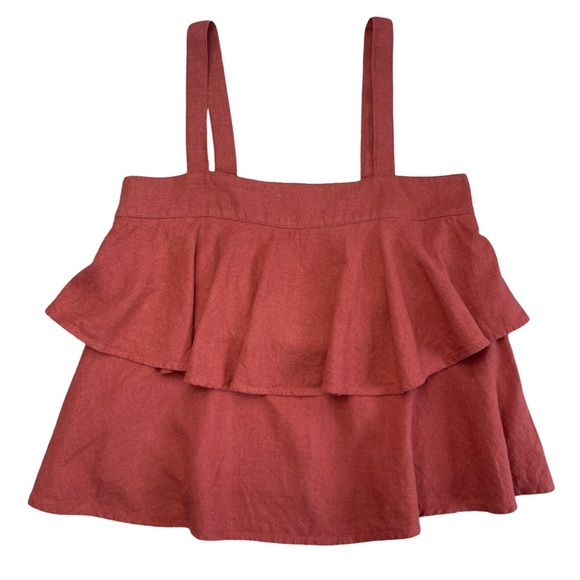 ABOUND Terracotta Ruffle Crop Top - Linen Blend, Boho Chic, Summer Festival - XS - Picture 3 of 12